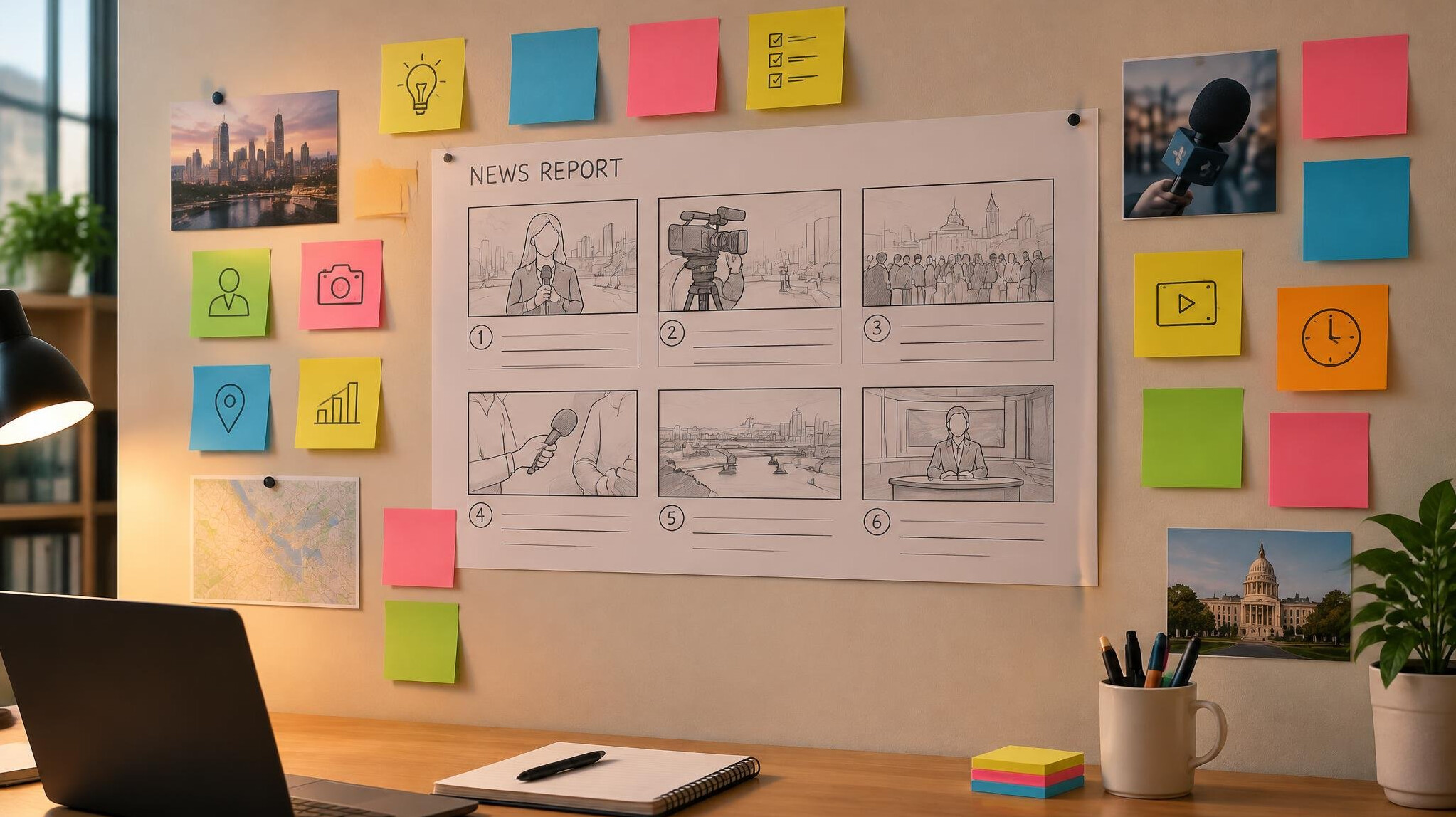 Wall of sticky notes used as a storyboard